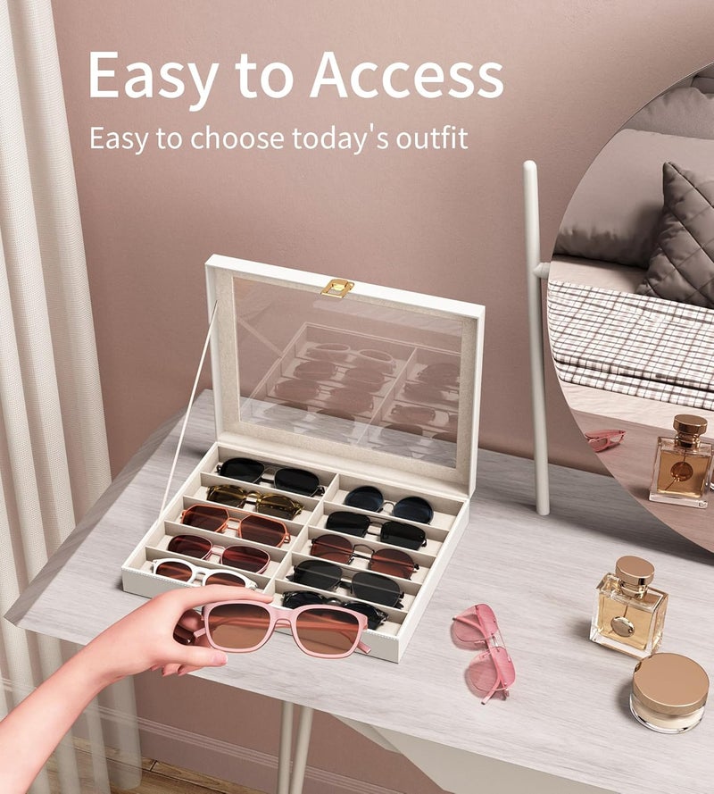 NEWLOOP Store 10/30 Slots Sunglass Organizer for Multiple Pairs of Eyeglass See-through Display Case Storage Box for Women Men - Image 3